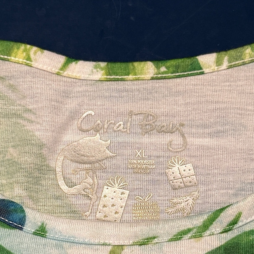 Vintage Coral Bay Christmas Lighthouse Tropical Print Women's Top XL excellent - Picture 9 of 11